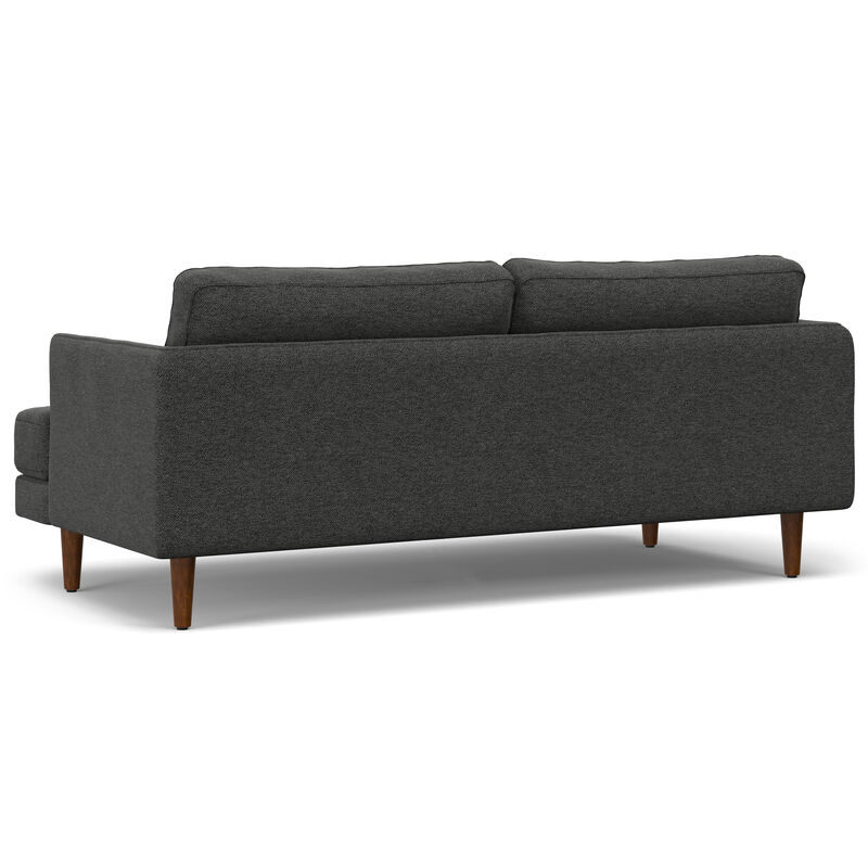 Livingston 76 inch Wide Mid-Century Modern Loveseat Sofa in Charcoal Grey Woven-Blend Fabric