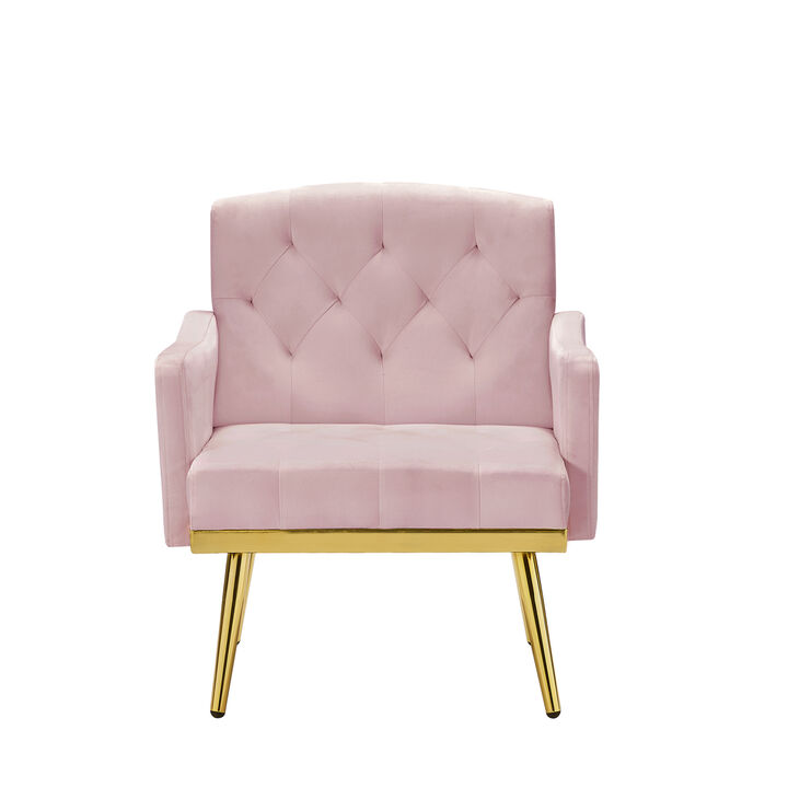Streamdale Velvet Armchair With Metal Legs