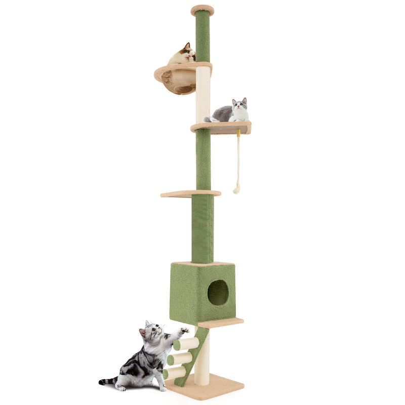 Floor to Ceiling Cat Tree with  Adjustable Height and Extra Post