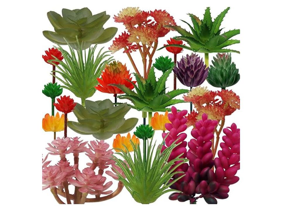 22 Piece Colorful Artificial Succulent Plants Garden Porch Decor
