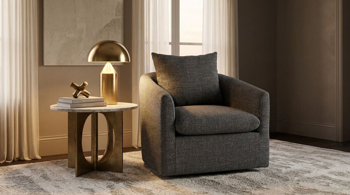 Jennie Swivel Chair in Charcoal