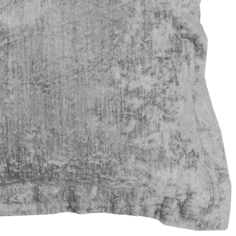 Square Fabric Throw Pillow with Solid Color and Flanged Edges, Gray - Benzara