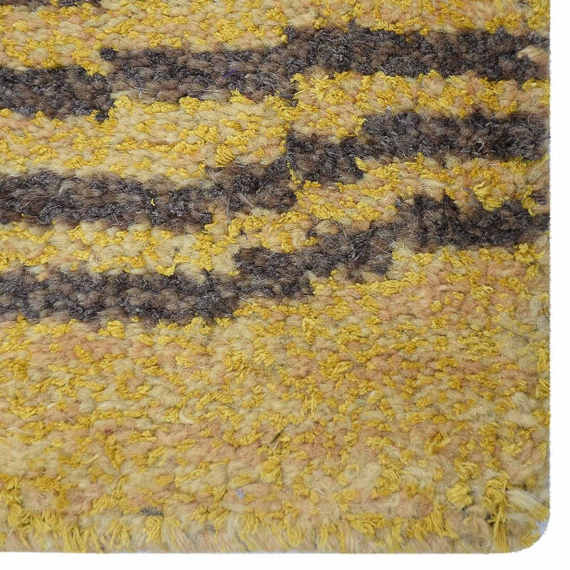 HAND KNOTTED WOOL Geometric AREA RUGS  - 5'x8', Rectangle Shape, Brown Gold Color, Geometric Modern, Medium Pile Handmade Area Rugs for Living Room, Bed Room (N00946)