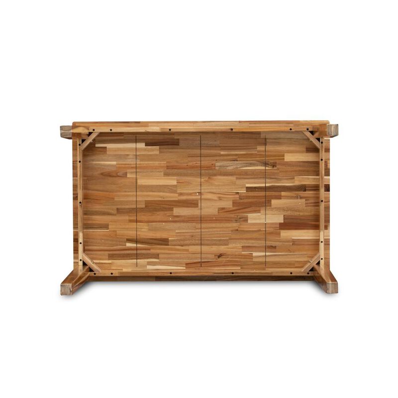 Natural Rectangular Table Top Surface and Asian Wood Dinner Table 4 Legs - Natural Finish