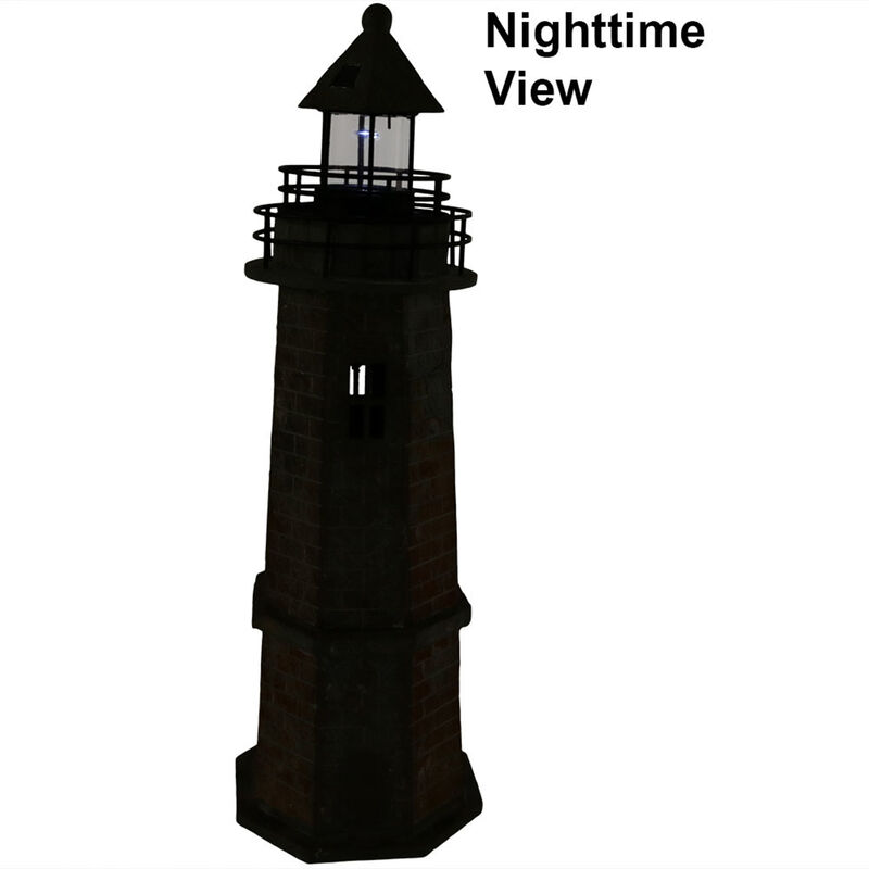 Sunnydaze 35 in Resin and Stone Solar LED Lighthouse Nautical Statue