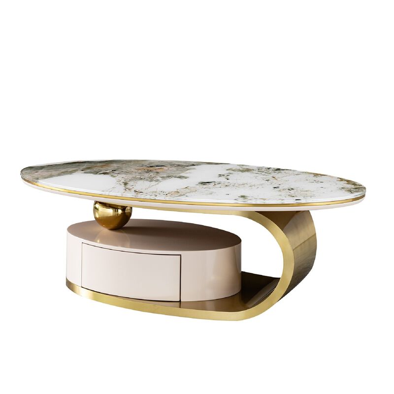 Nopfal Temptered Glass Oval Coffee Table image number 0