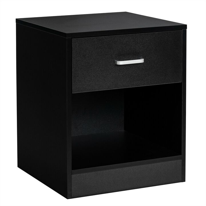 Modern Nightstand with Storage Drawer and Cabinet