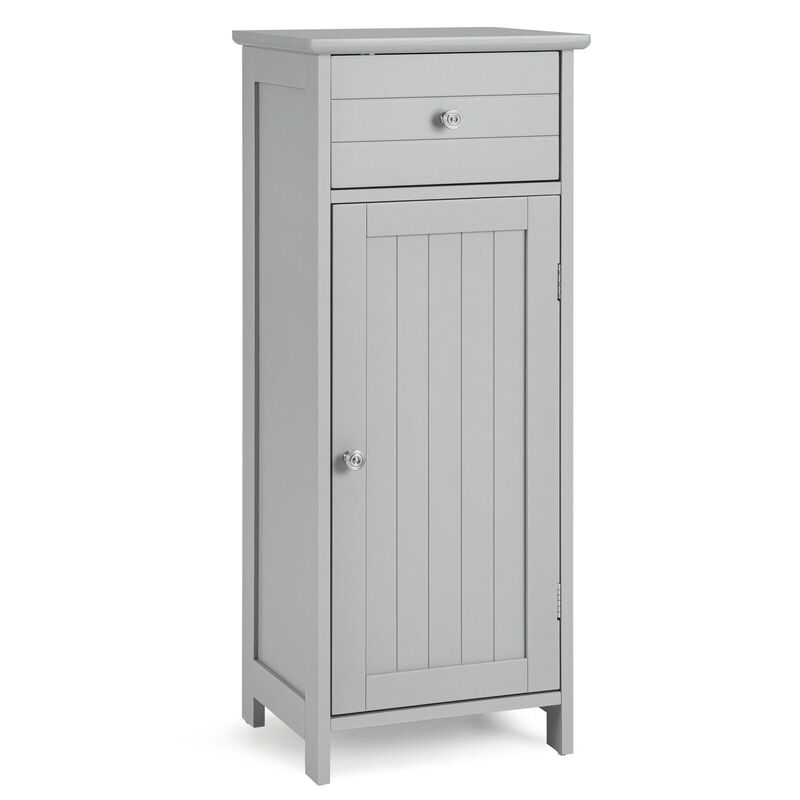Wooden Bathroom Floor Storage Cabinet with Drawer and Shelf image number 0