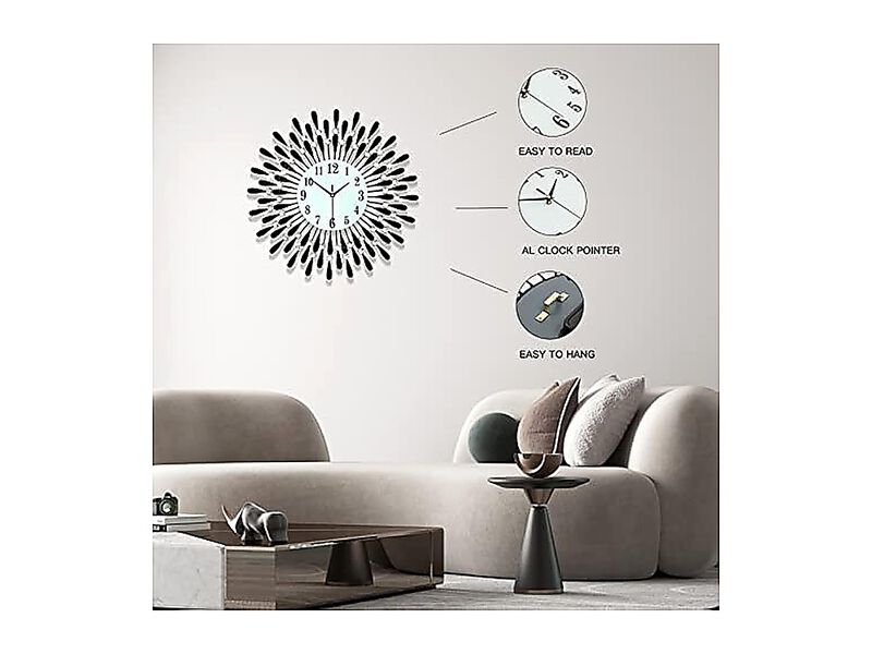 Large Wall Clocks Living Decor Big Modern Silent Clock Non Ticking Bedroom image number 3