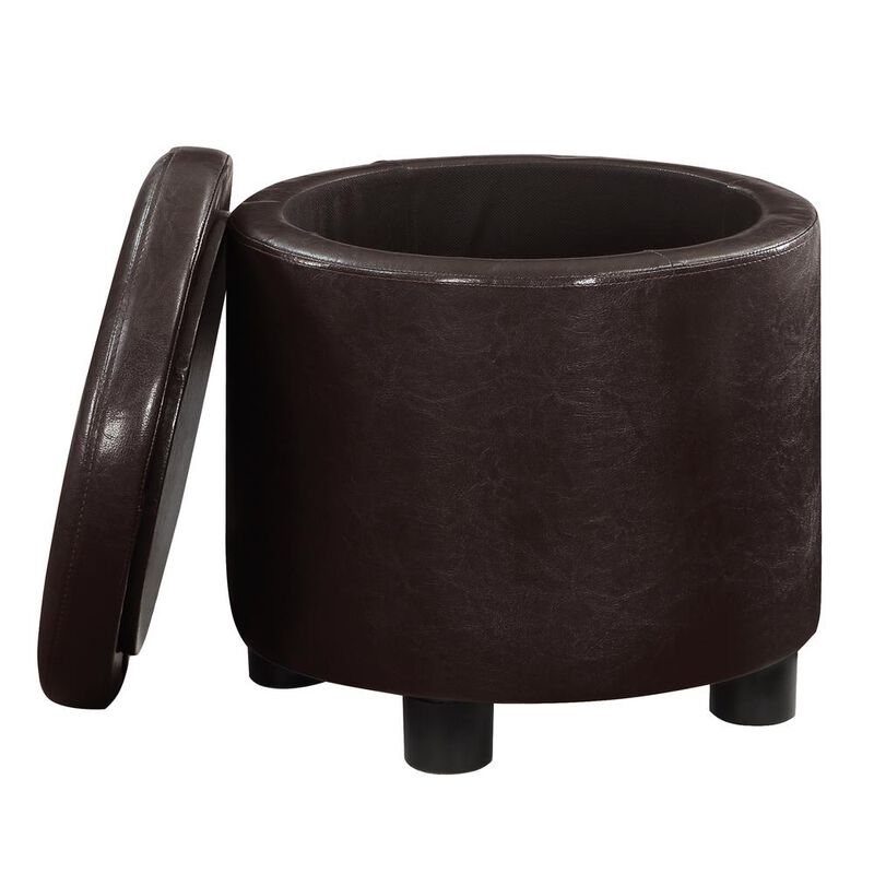 Convience Concept, Inc. Designs 4 Comfort Round Accent Storage Ottoman with Reversible Tray Lid