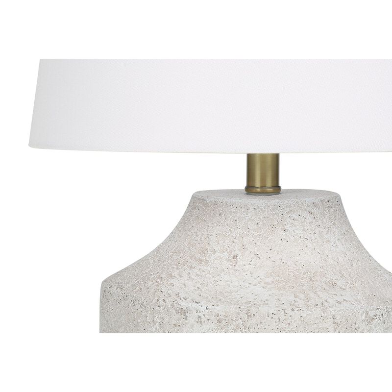 Monarch Specialties I 9729 - Lighting, 20"H, Table Lamp, Cream Concrete, Ivory / Cream Shade, Modern