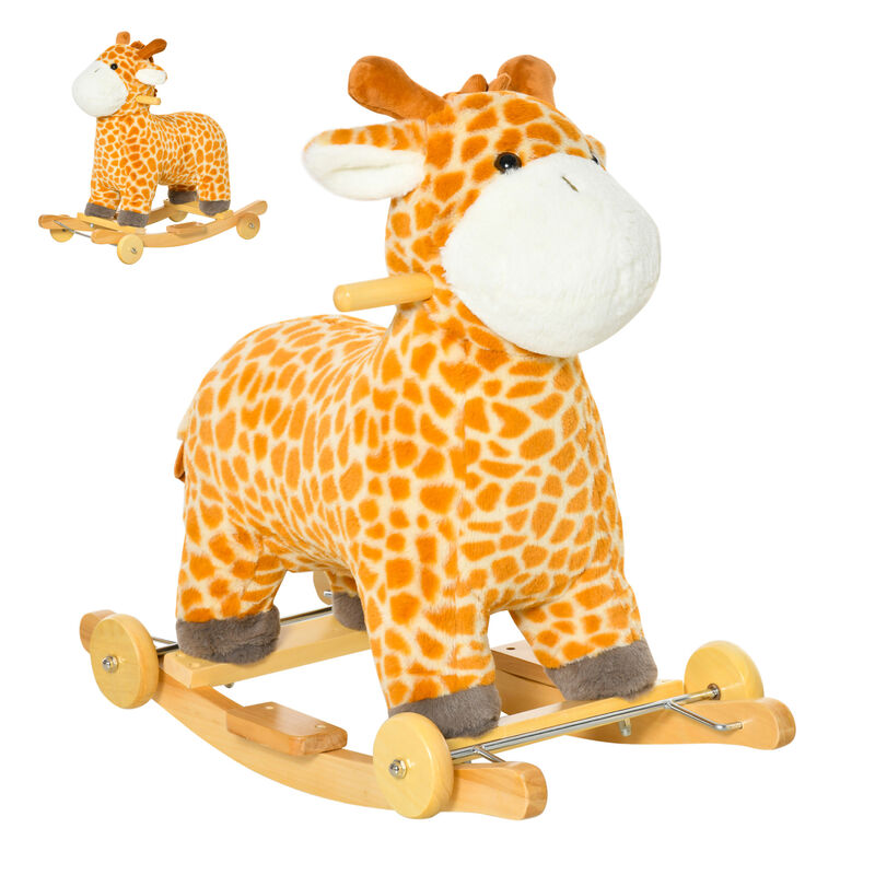 BreeBe Kids Plush Giraffe Rocker with Pedals and Handle image number 0