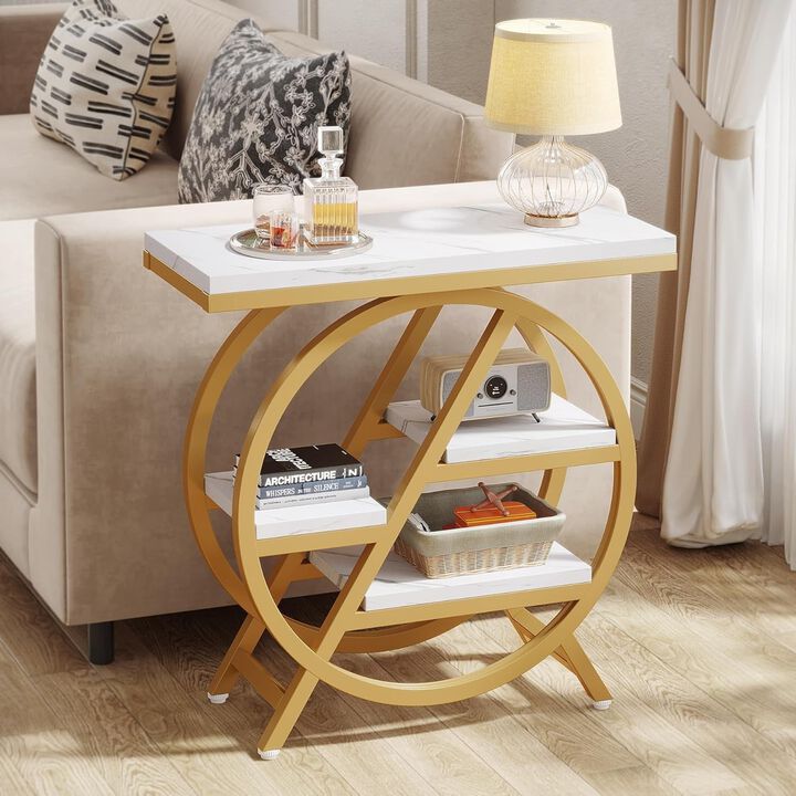 Tribesigns 4-Tier End Table, Small Side Table for Living Room, Narrow Nightstand with Storage Shelves, Slim Bedside Table for Bedroom, Snack Table for Small Spaces, 50 lb Capacity