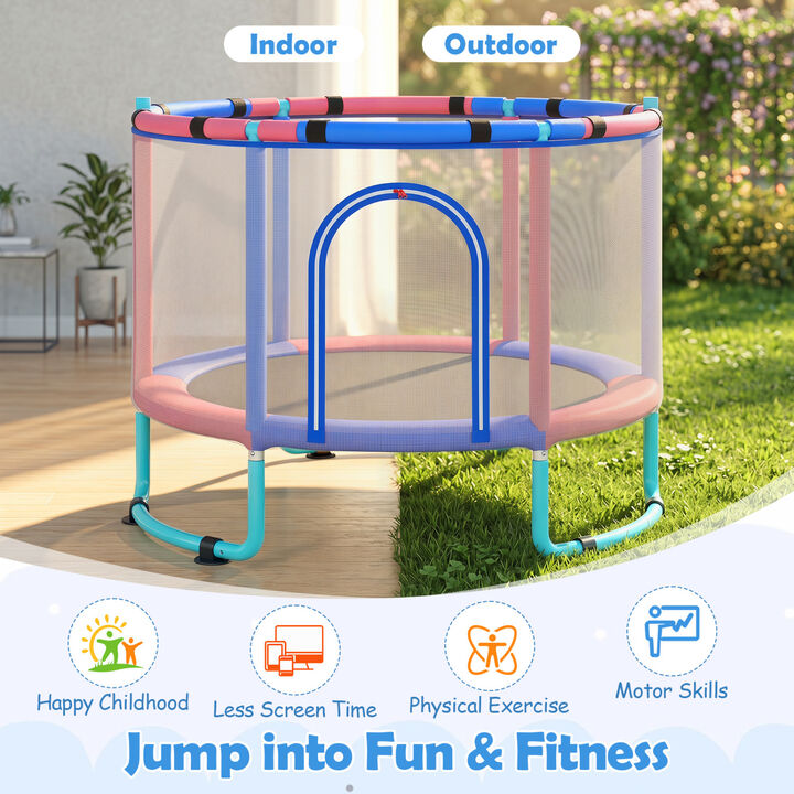 Kids 6 in 1 Trampoline with Gymnastics Bar for Toddler Indoor Outdoor Play