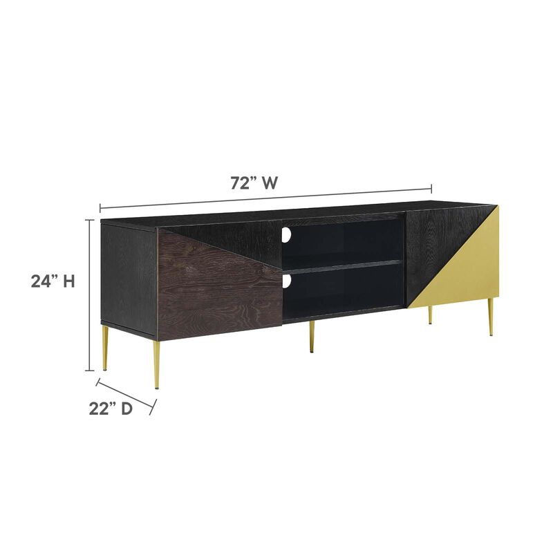 Modway EEI-6146-BLK-GLD Alchemist 72" TV Stand, Black Gold image number 2