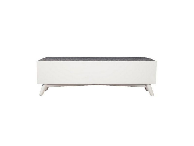 Fabric Upholstered Bedroom Bench with 2 Storage Drawers, Brown and Gray - Benzara