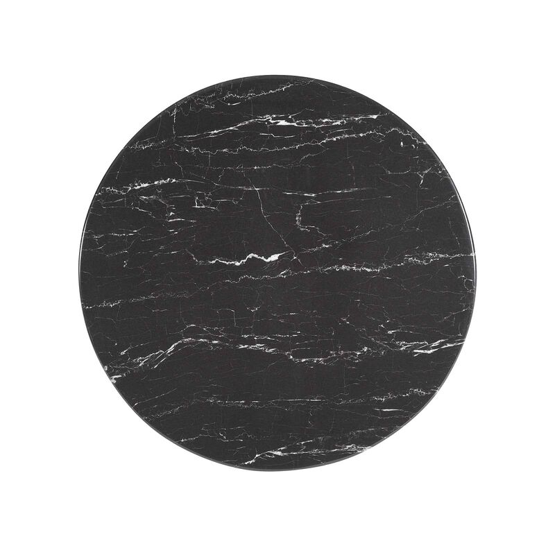 Modway Lippa Round 28" Artificial Marble Mid-Century Modern Bar Table in Gold Black image number 3