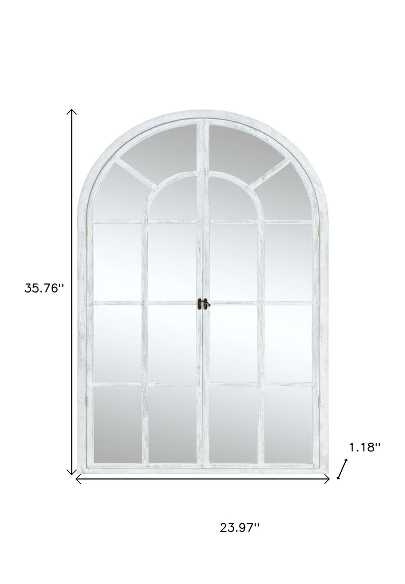 HomeRoots 36" White Solid Wood Arch Framed Accent Mirror image number 4