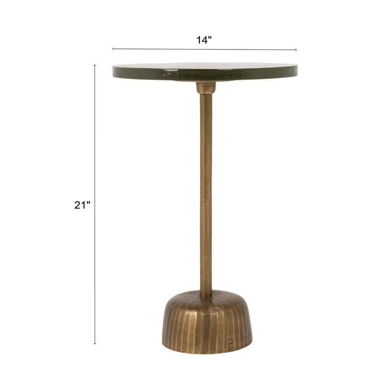 Round Accent Table, Distressed Bronze Aluminum and Clear Glass image number 2