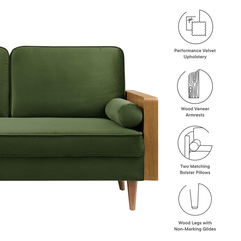 Kellan Loveseat in Walnut Moss Green image number 3