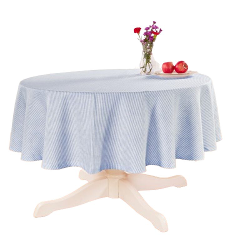 Solino Home 100% Pure Linen Round Tablecloth - Narrow Stripe