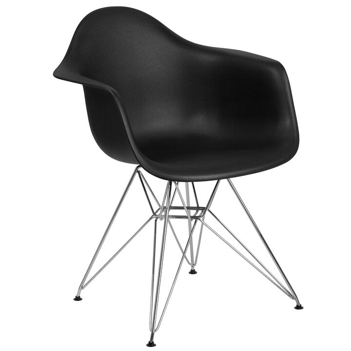 Flash Furniture Alonza Series Black Plastic Chair with Chrome Base