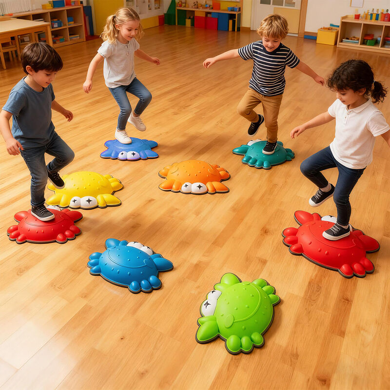 Kids Stepping Stones 9 Piece Non Slip Toddler Balance Sensory Play Toys Multicolor image number 4
