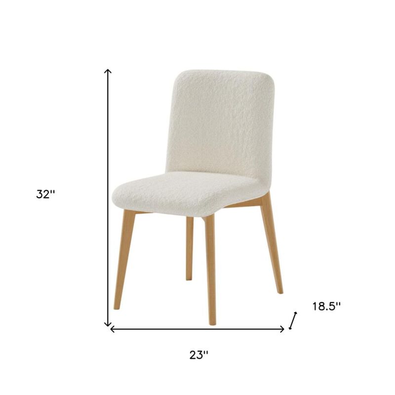 Hivvago Set of Two Off White And Natural Boucle Upholstered Dining Side Chairs