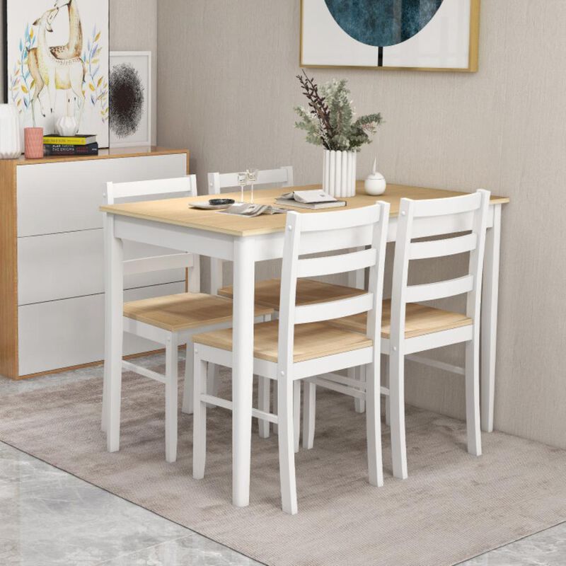 Hivvago 5-Piece Wooden Dining Set with Rectangular Table and 4 Chairs