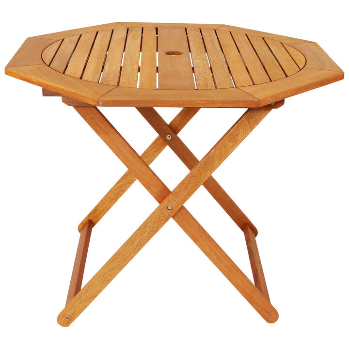 Sunnydaze Meranti Wood Folding Octagon Patio Dining Table