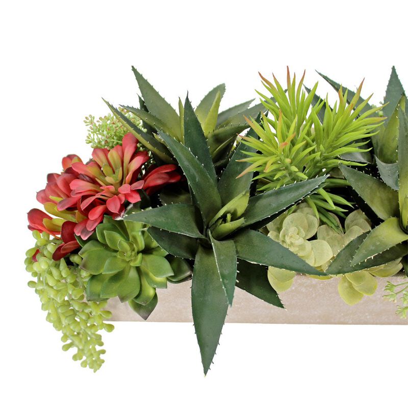 Rectangular Artificial Succulent Arrangement, Natural Planter image number 7