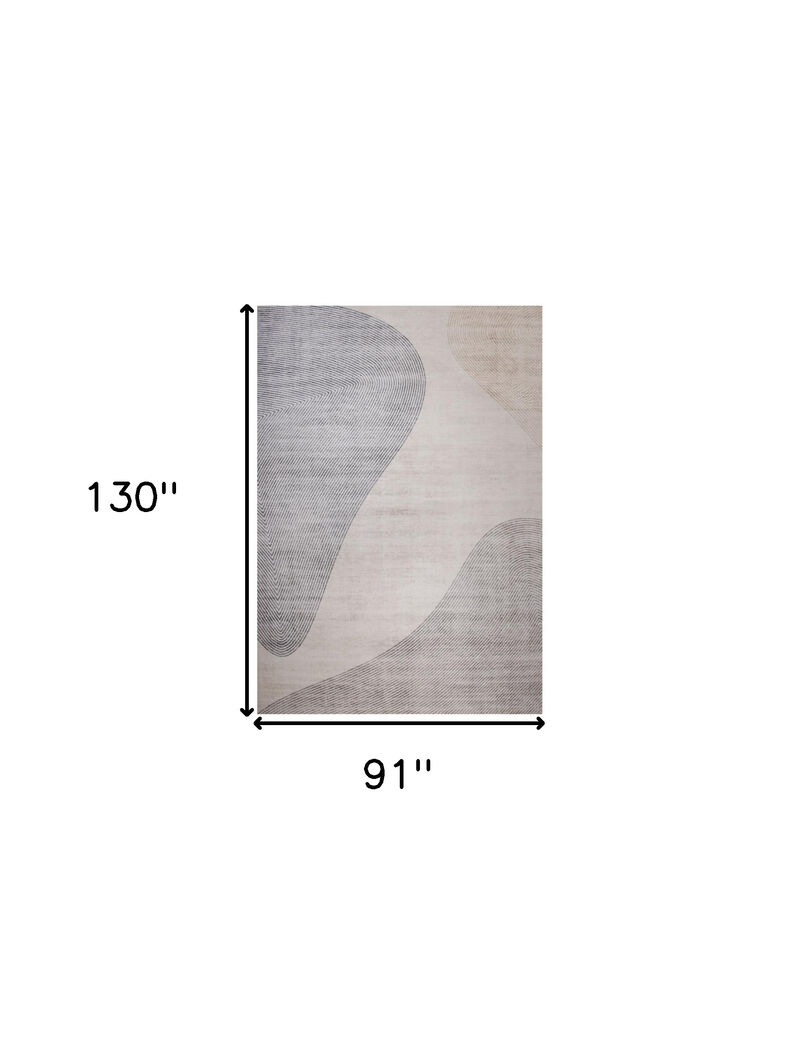 HomeRoots 8' X 11' Beige and Brown Abstract Distressed Area Rug image number 3