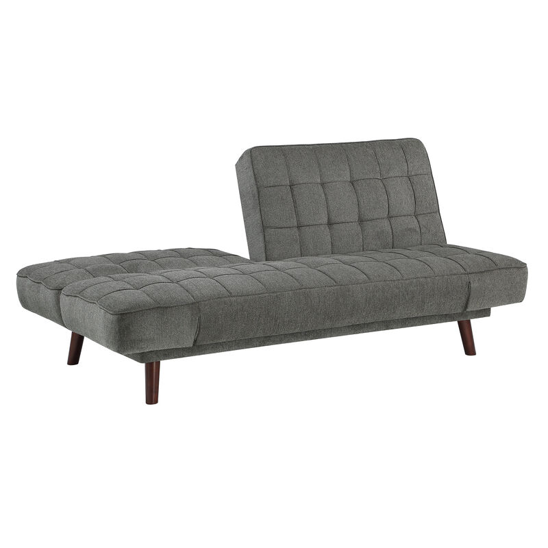 Elegant Three-in-One Lounger Sofa Sleeper Dark Gray Chenille Fabric Upholstered Attached Cushions Adjustable Arms Casual Living Room Furniture