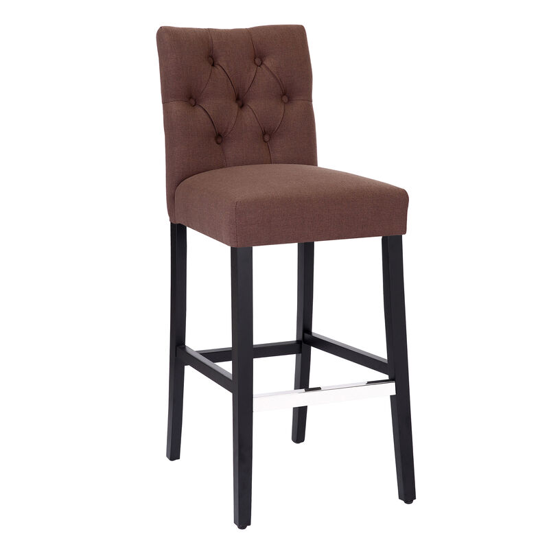 WestinTrends 29" Linen Fabric Tufted Upholstered Bar Stool, Black
