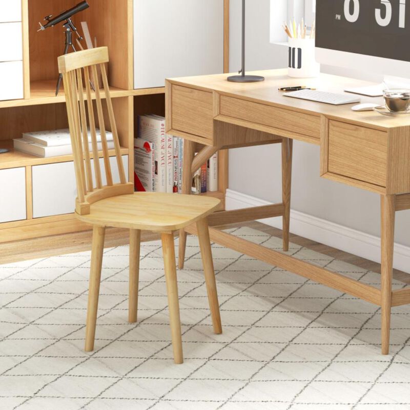 Hivvago Windsor Dining Chairs Set of 2 with High Spindle Back and Natural Rubber Wood Legs for Dining Room Living Room