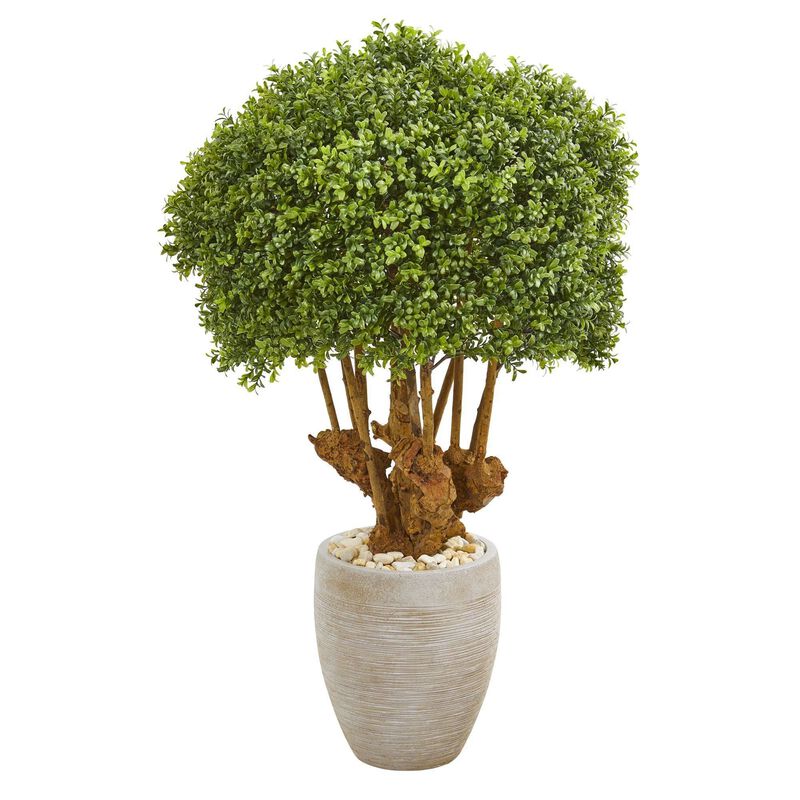 Nearly Natural 41-in Boxwood Topiary Tree in Planter (Indoor/Outdoor)