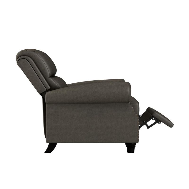 ProLounger Pushback Recliner with Nailheads in Distressed Grey Faux Leather