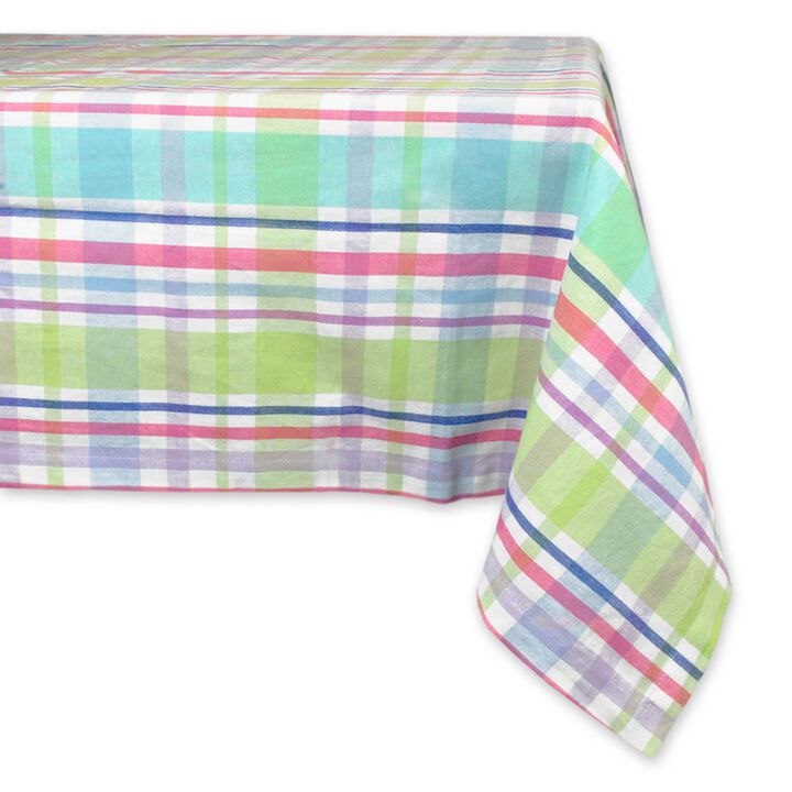 84" x 60" Subtle Colored Plaid Patterned Rectangular Tablecloth
