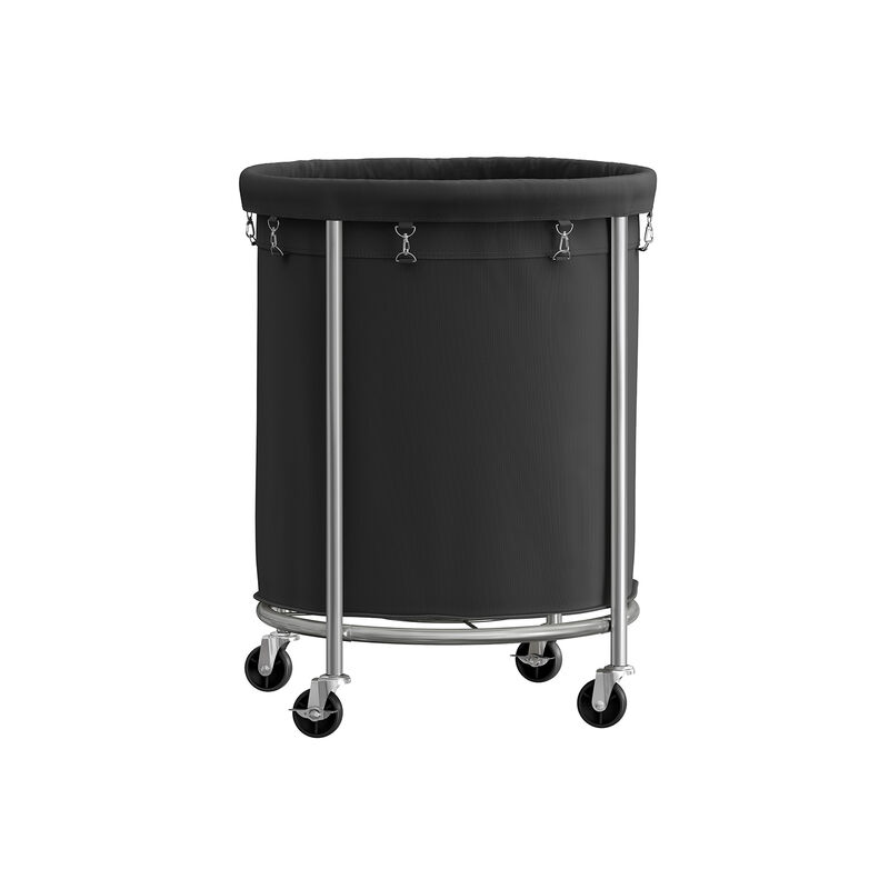 Laundry Basket with Wheels and Removable Bag, Steel Frame, 4 Casters and 2 Brakes image number 0