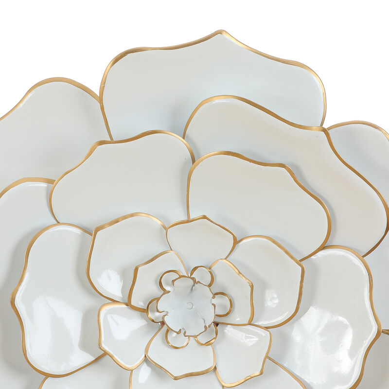 25" Bloom Metal Floral Wall Art Decor, White Gold image number 5