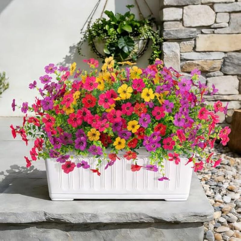 12 Bundle Colorful Artificial Eucalyptus Flowers UV Resistant Outdoor Garden image number 3