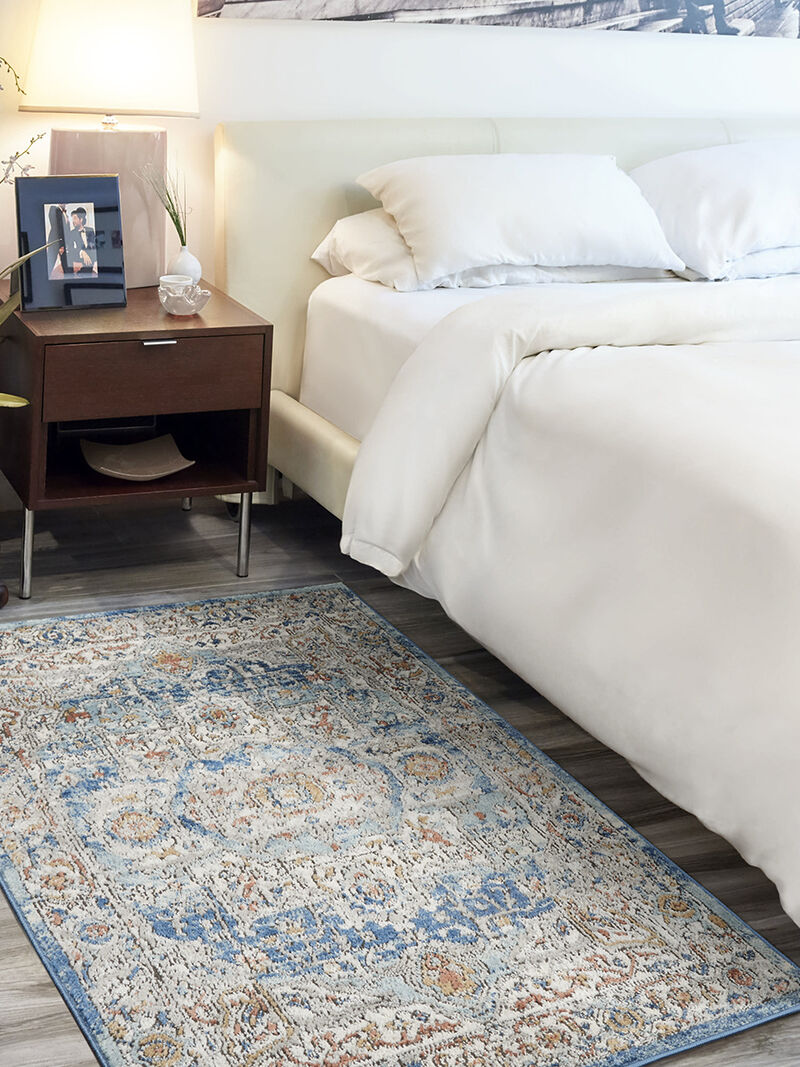 Quarry QUA11 Ivory/Blue 3' x 5' Rug