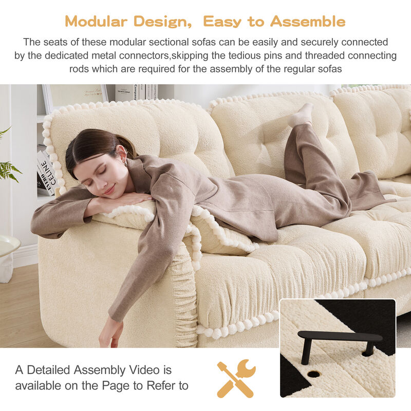 Ziworl Chenille Cloud L-Shaped Sectional image number 7