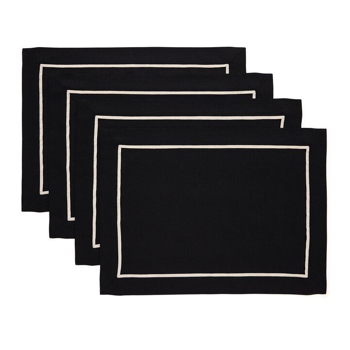 Linen Placemats Set of 4 for Dining Table Decor, 14 x 19 Inch - Kensington