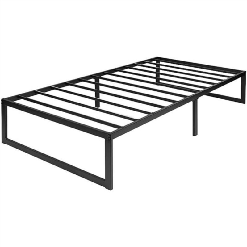 Metal Slat Platform Bed Frame with Steel Construction for Strong Support
