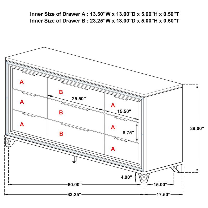 Coaster Co. of America Marmore 9-drawer Dresser Cabinet White image number 1