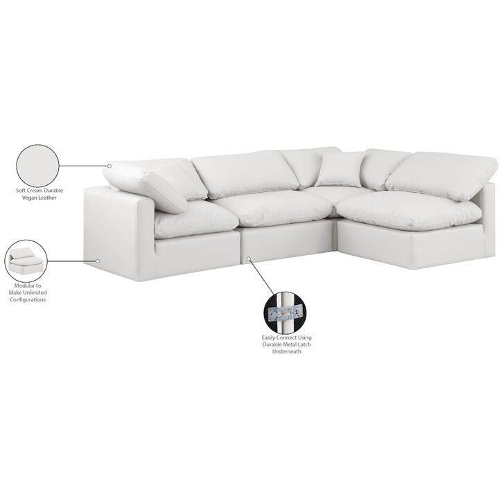 Meridian Furniture Indulge Cream Vegan Leather Modular Sectional