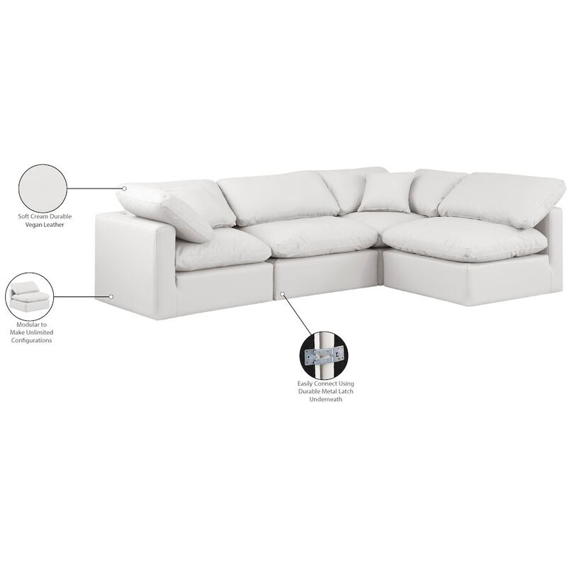 Meridian Furniture Indulge Cream Vegan Leather Modular Sectional