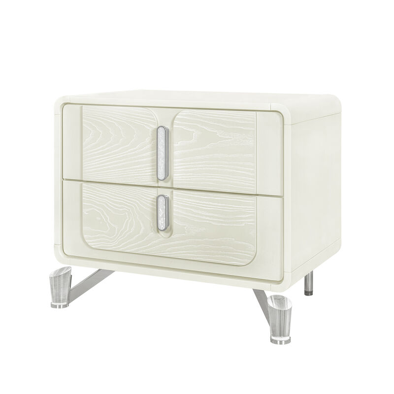 Lyra Beige Nightstand with USB Charging Port image number 1