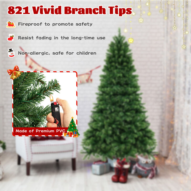 Hinged Christmas Tree with PVC Branch Tips Warm White LED Lights